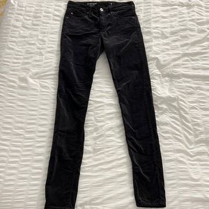 AG Velvet High Rise Black Skinny Jeans